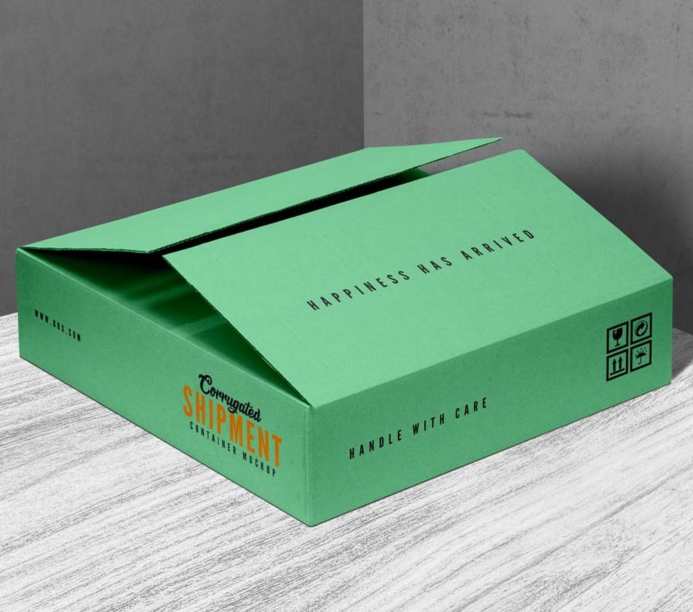 Free Corrugated Shipment Container Box Mockup PSD