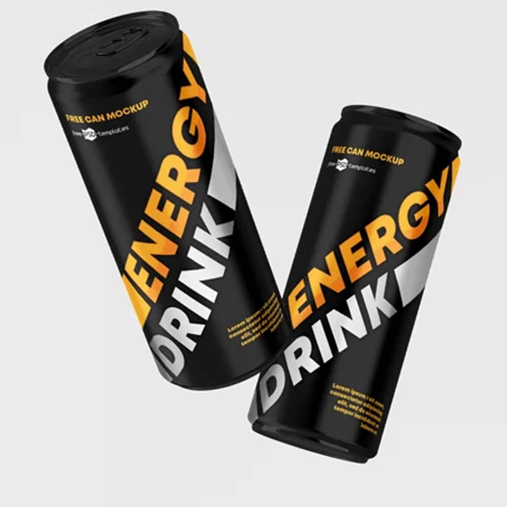 Free Energy Drink Can Mockup Set Template