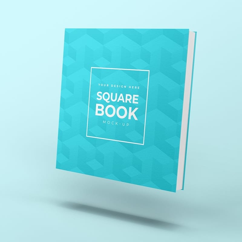 Free Floating Square Book Cover Mockup