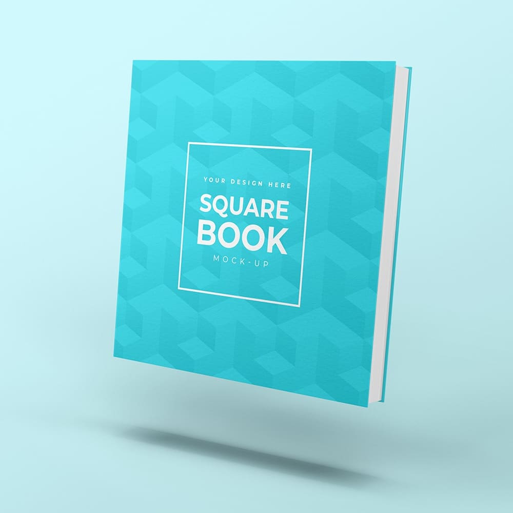 Free Floating Square Book Cover Mockup