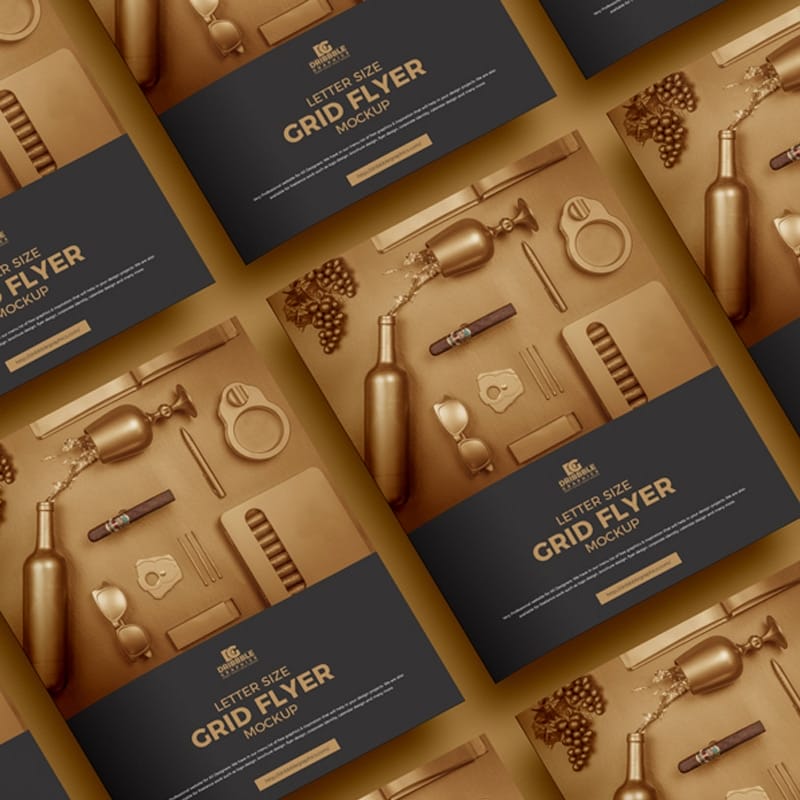 Free Letter Size Grid Flyer Mockup