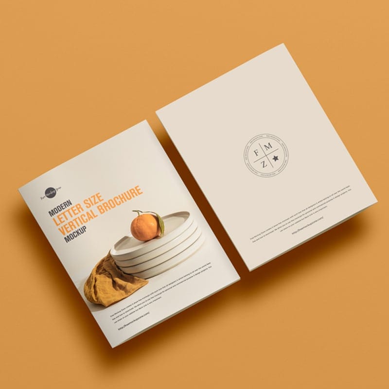 Free Modern Letter Size Vertical Brochure Mockup
