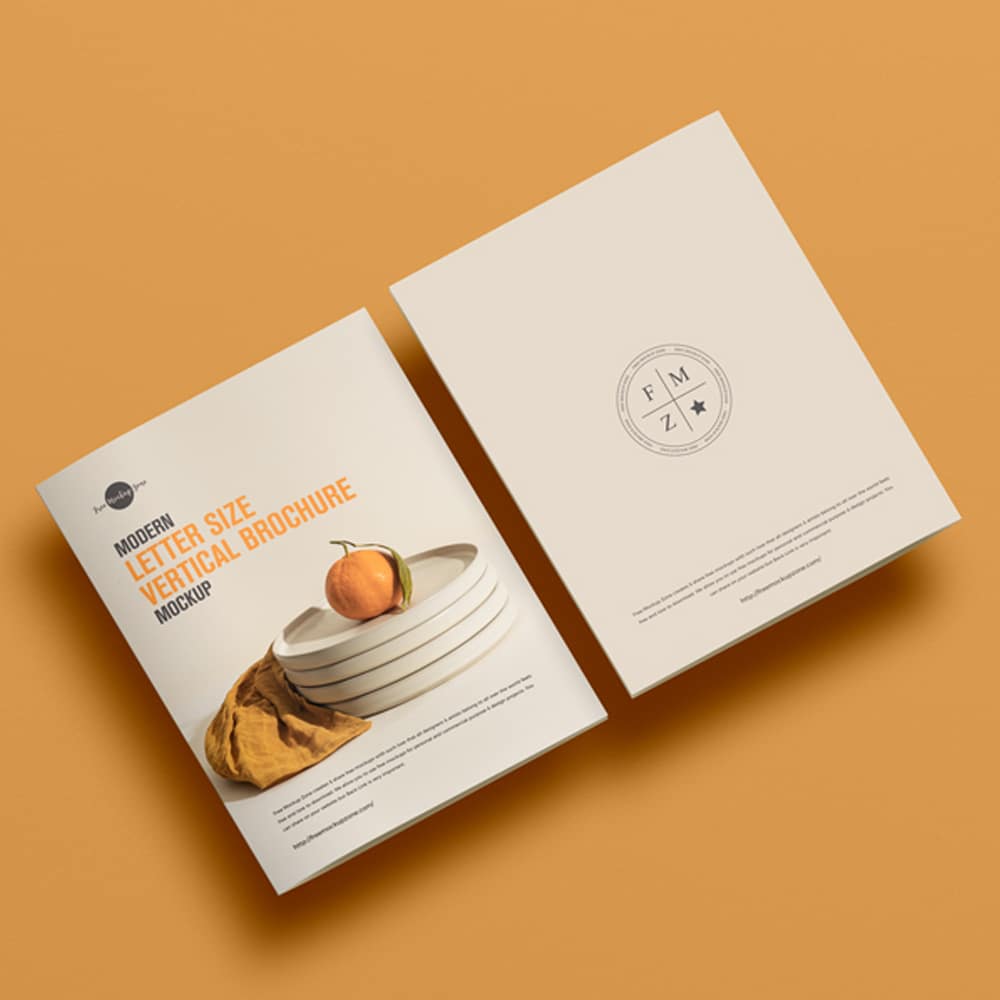 Free Modern Letter Size Vertical Brochure Mockup