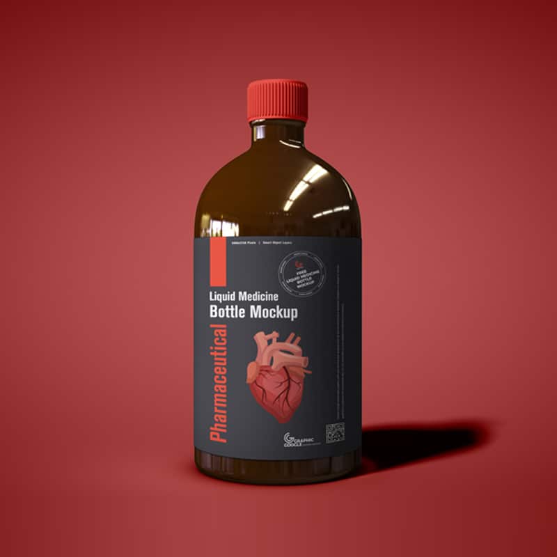 Free Pharmaceutical Liquid Medicine Bottle Mockup