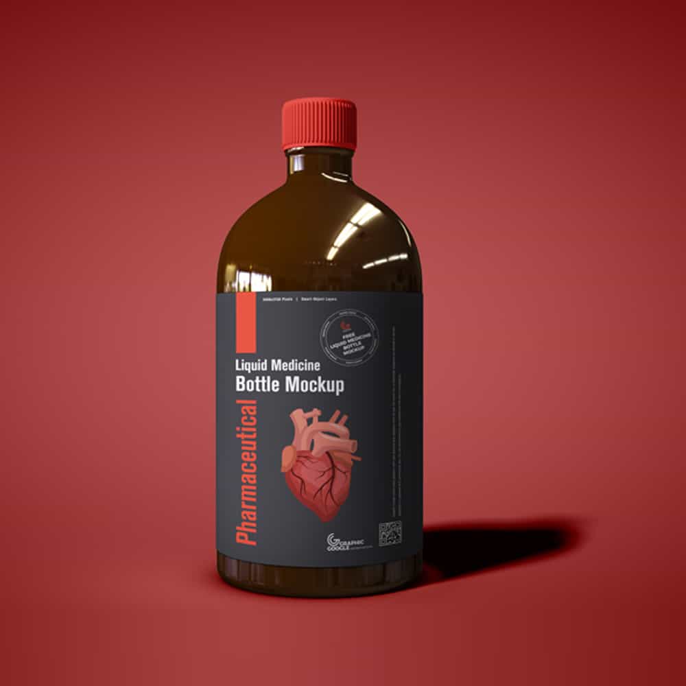 Free Pharmaceutical Liquid Medicine Bottle Mockup