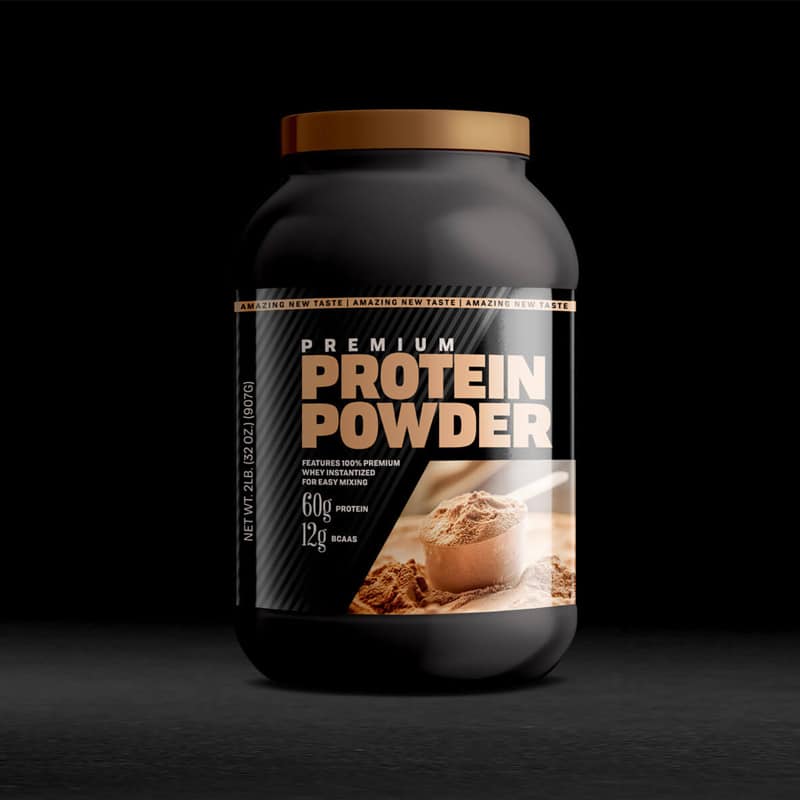 Free Protein Powder Bottle Mockup PSD