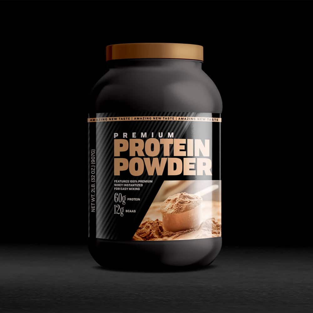 Free Protein Powder Bottle Mockup PSD