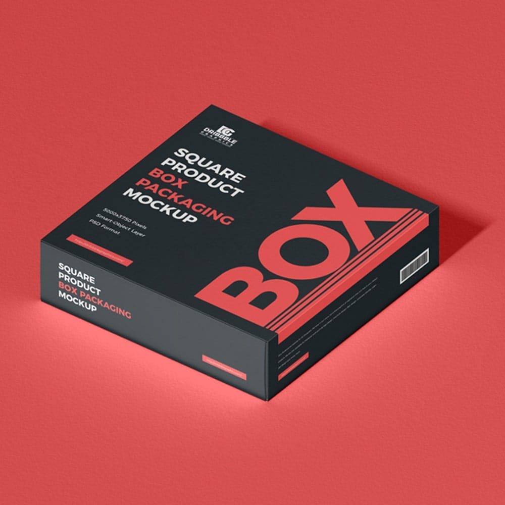 Free Square Product Box Packaging Mockup