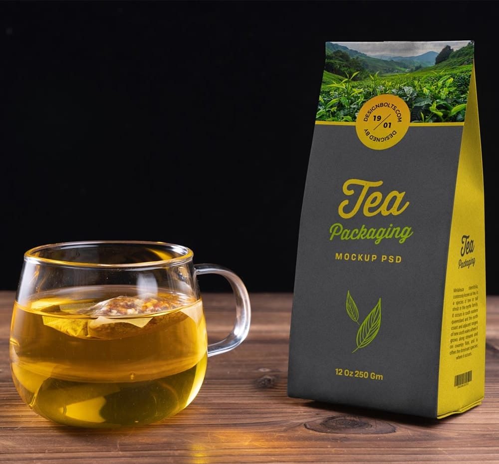 Free Tea Kraft Paper Packaging Mockup PSD