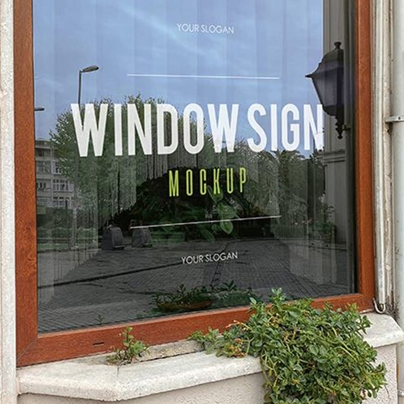 Free Window Sign in a Restaurant Mockups