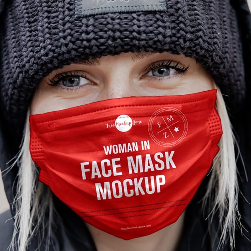 Free Woman in Face Mask Mockup