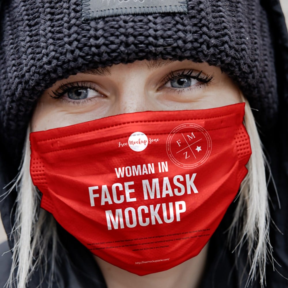 Free Woman in Face Mask Mockup