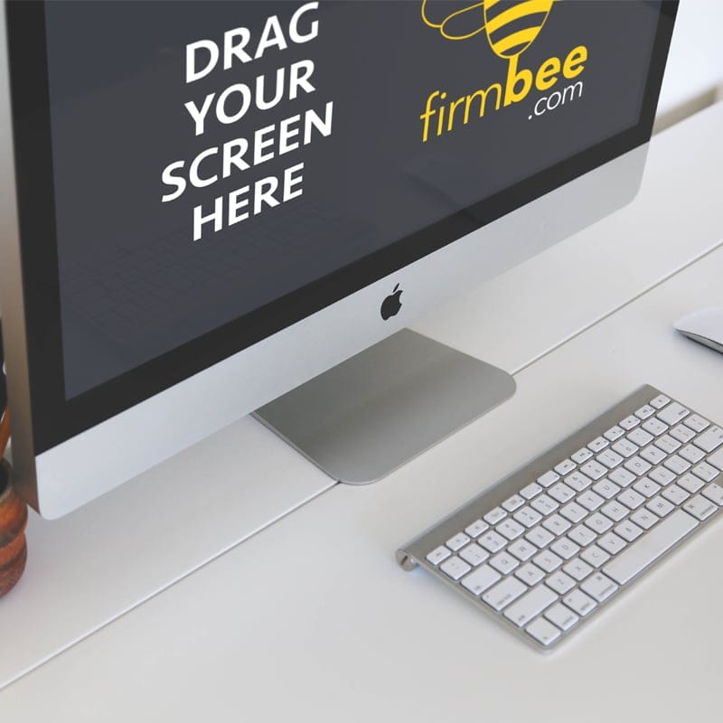Freelance Workspace & iMac on a Desk PSD Mockup
