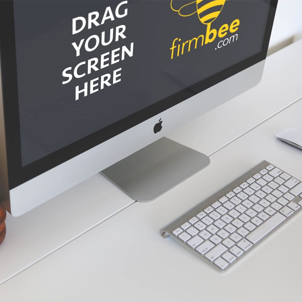 Freelance Workspace & iMac on a Desk PSD Mockup
