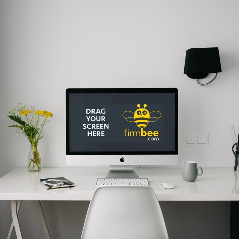 Freelance Workspace with Apple iMac PSD Mockukp