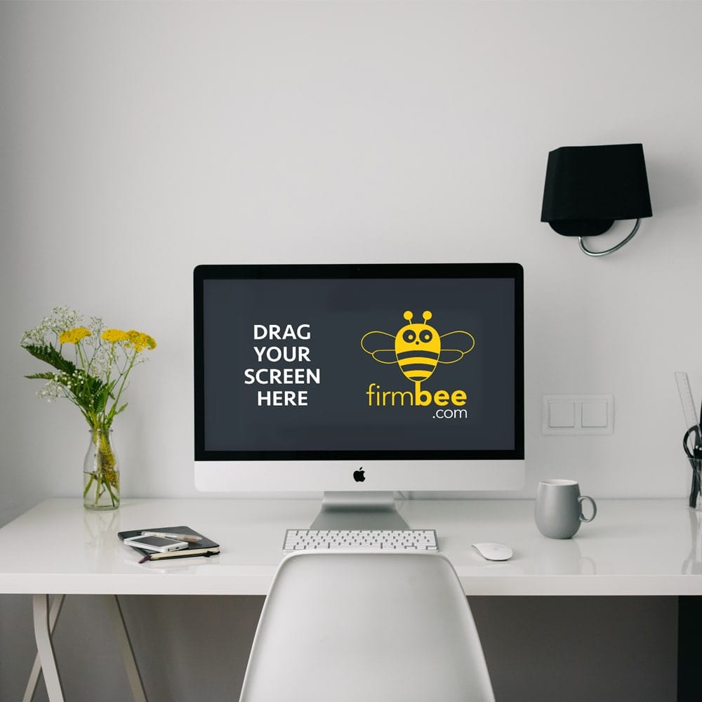Freelance Workspace with Apple iMac PSD Mockukp