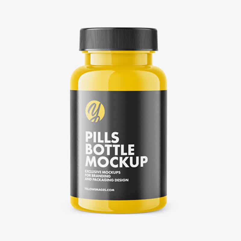 Glossy Plastic Pills Bottle Mockup