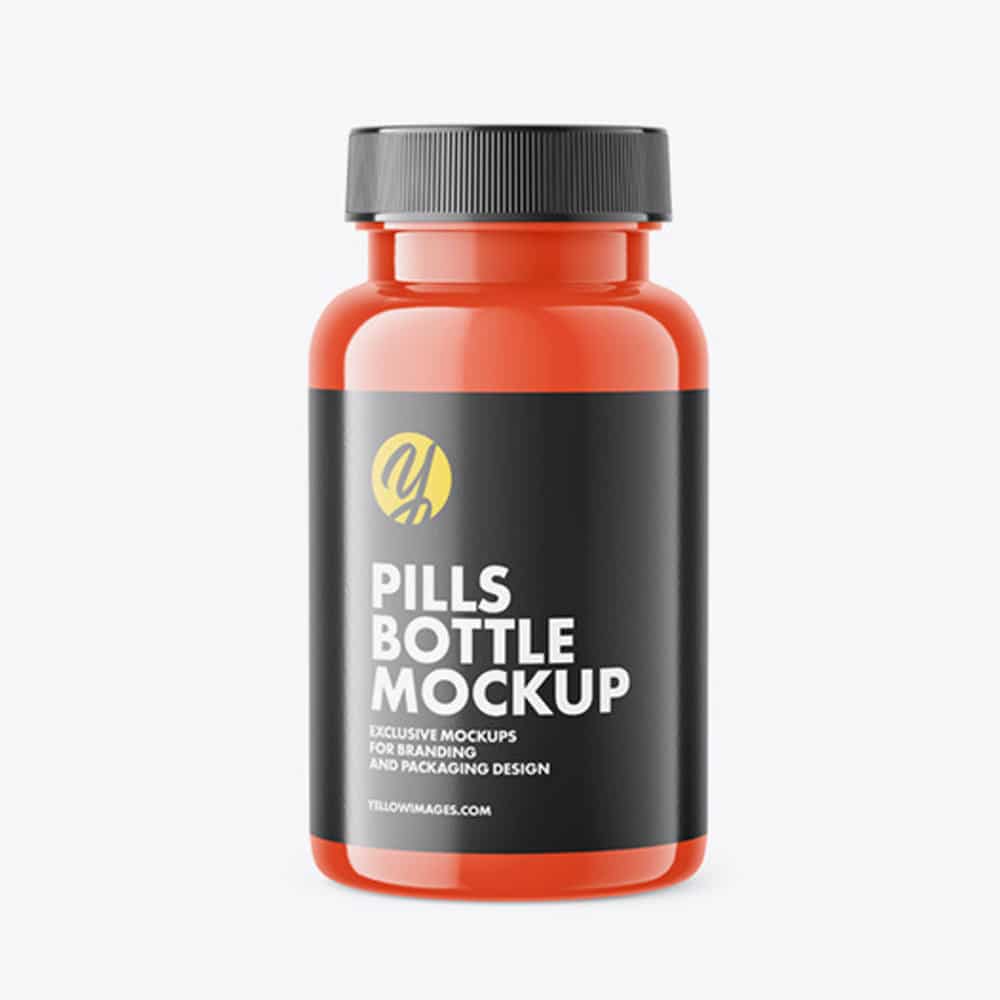 Glossy Plastic Pills Bottle Mockup