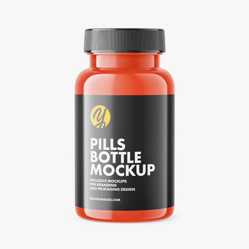 Glossy Plastic Pills Bottle Mockup