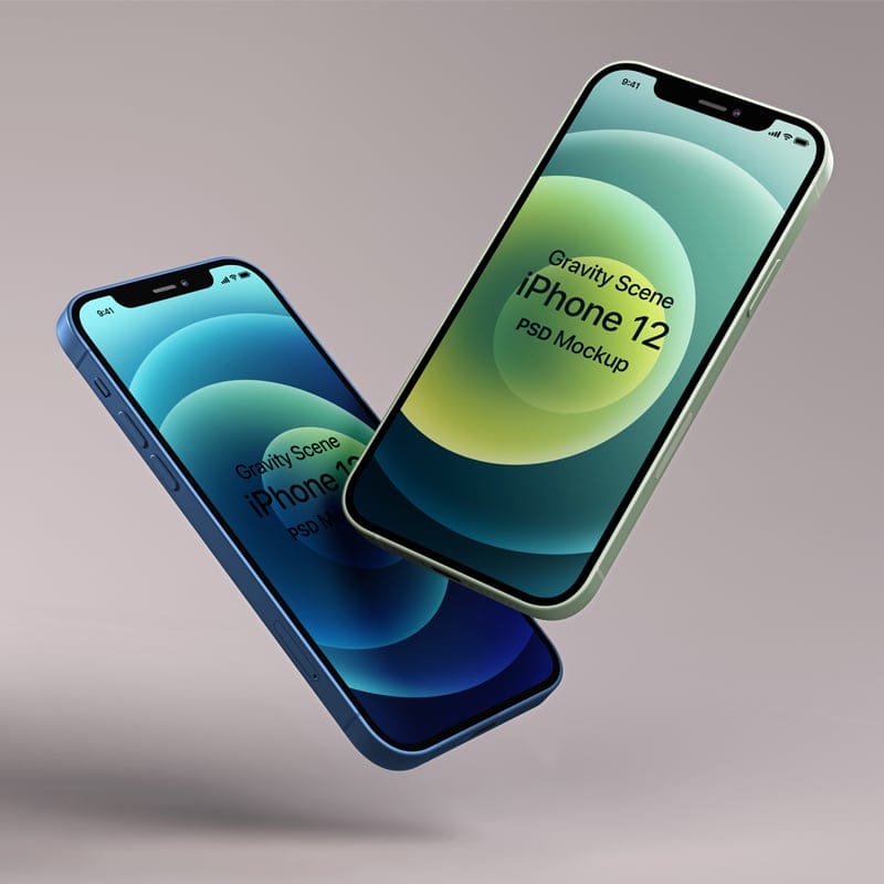 Gravity PSD iPhone 12 Mockup Set