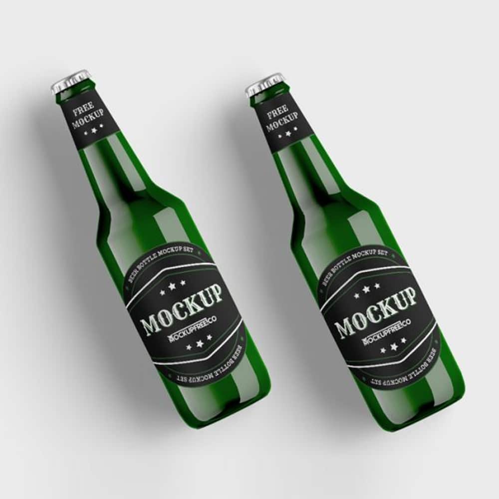 Green Beer Bottle Free PSD Mockups
