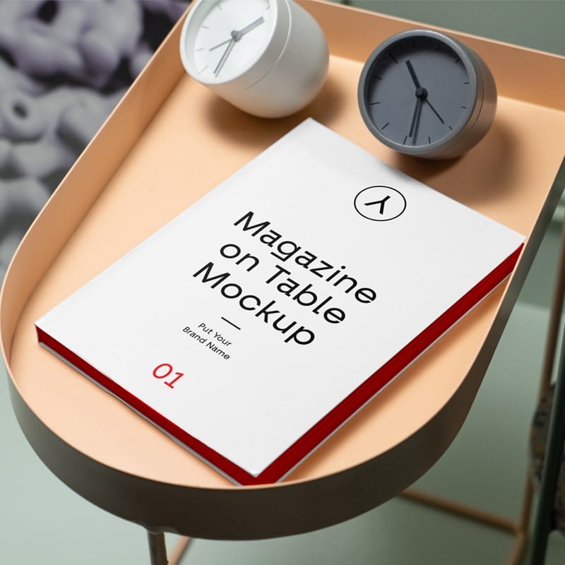 Magazine on Table PSD Mockup