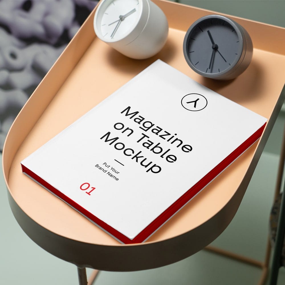Magazine on Table PSD Mockup