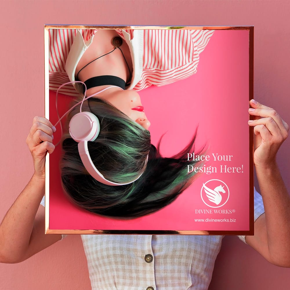 Man Holding A Poster Frame Mockup PSD