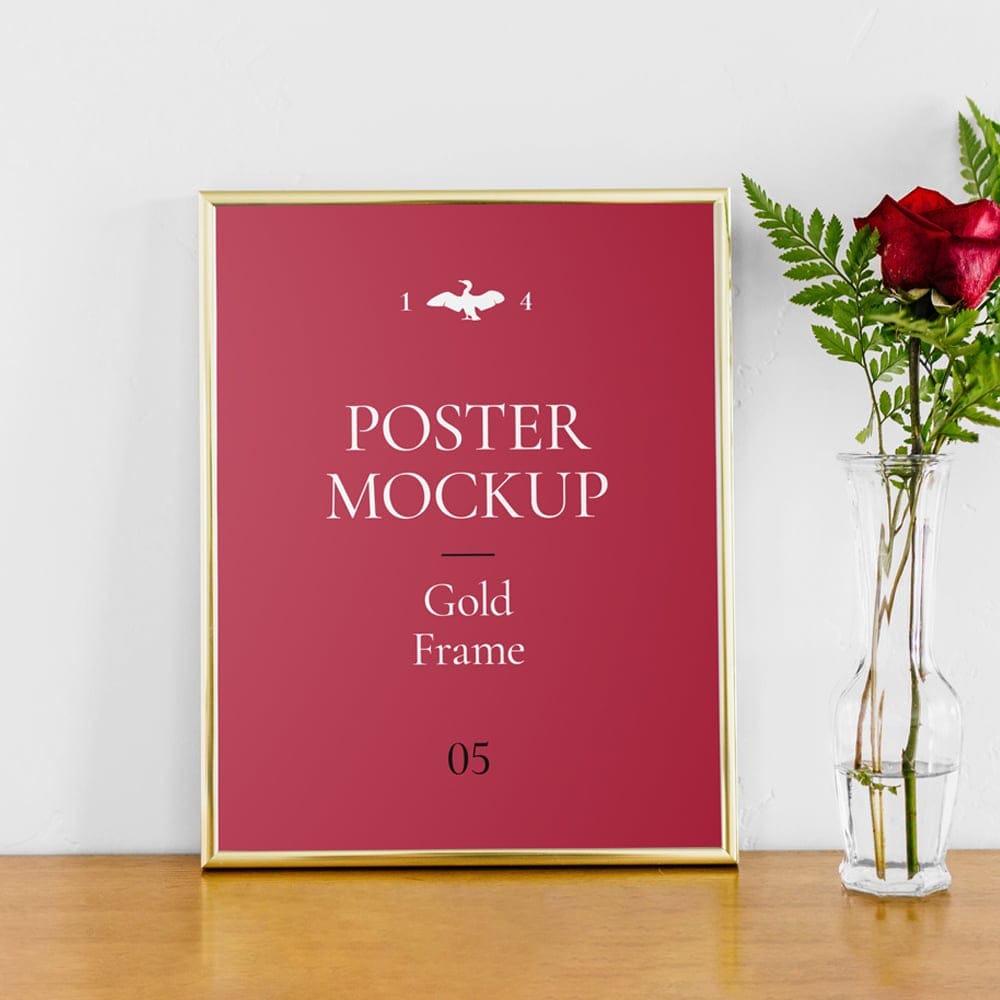 Poster with Gold Frame Mockup