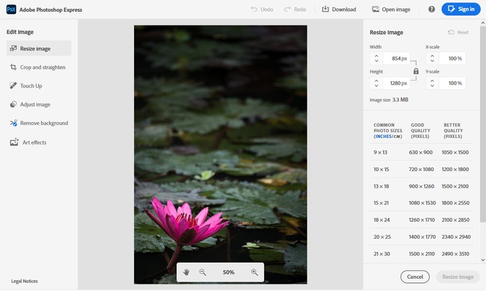 Resize image online | Adobe