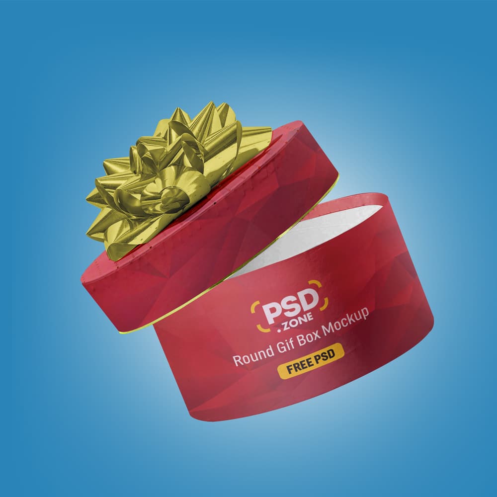 Round Gift Box Mockup PSD