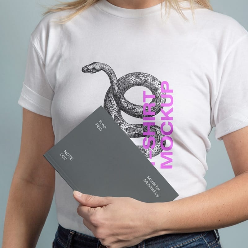 T-Shirt with Notebook Mockup