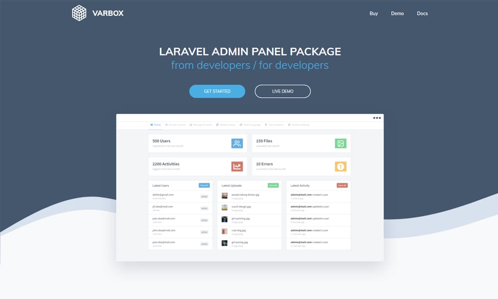 20+ Best Laravel Admin Panel Generators 1 Varbox