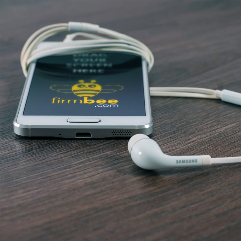 White Samsung with Headphones Free Mockup PSD