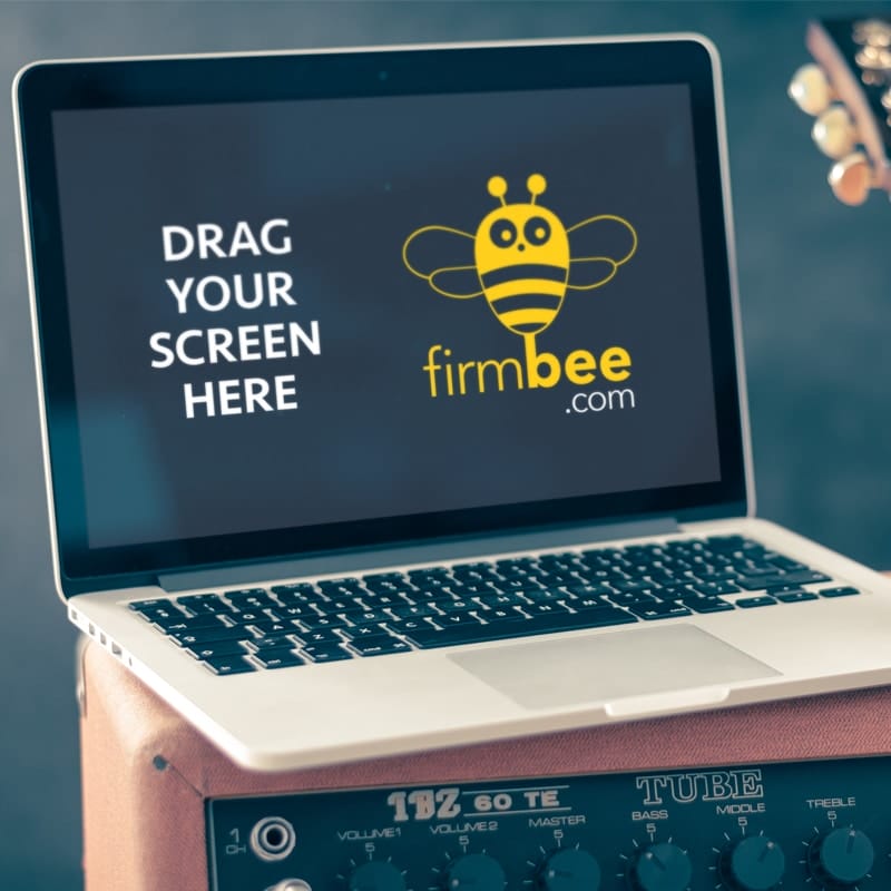 Apple MacBook & Guitar Free Mockup PSD