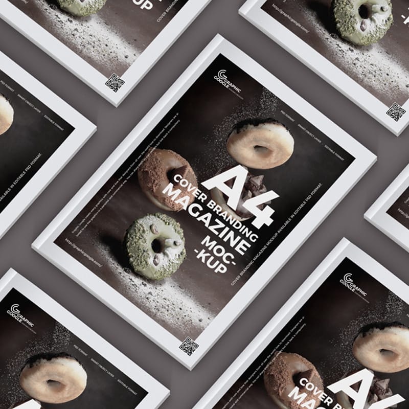 Free A4 Size Cover Branding Magazine Mockup