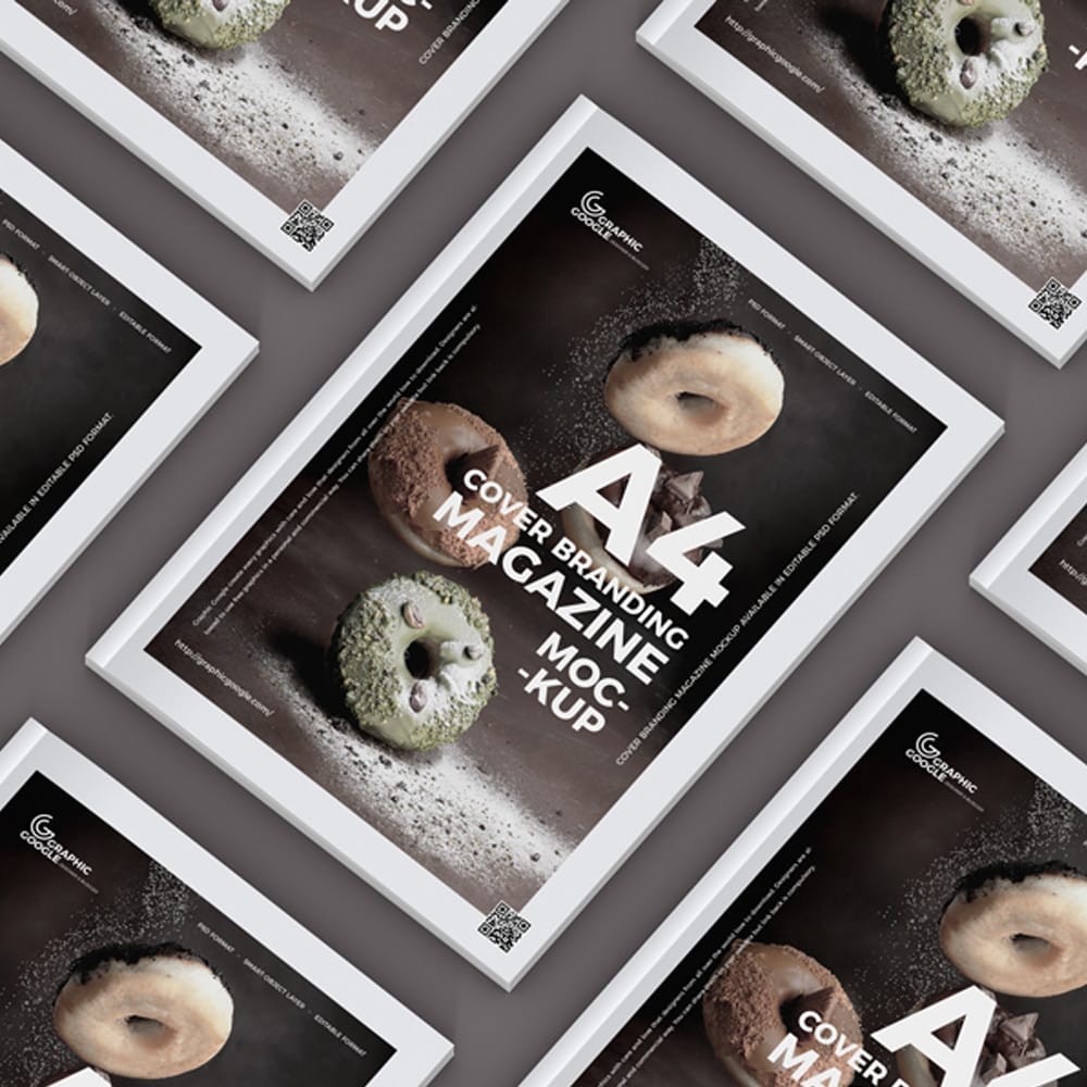 Free A4 Size Cover Branding Magazine Mockup