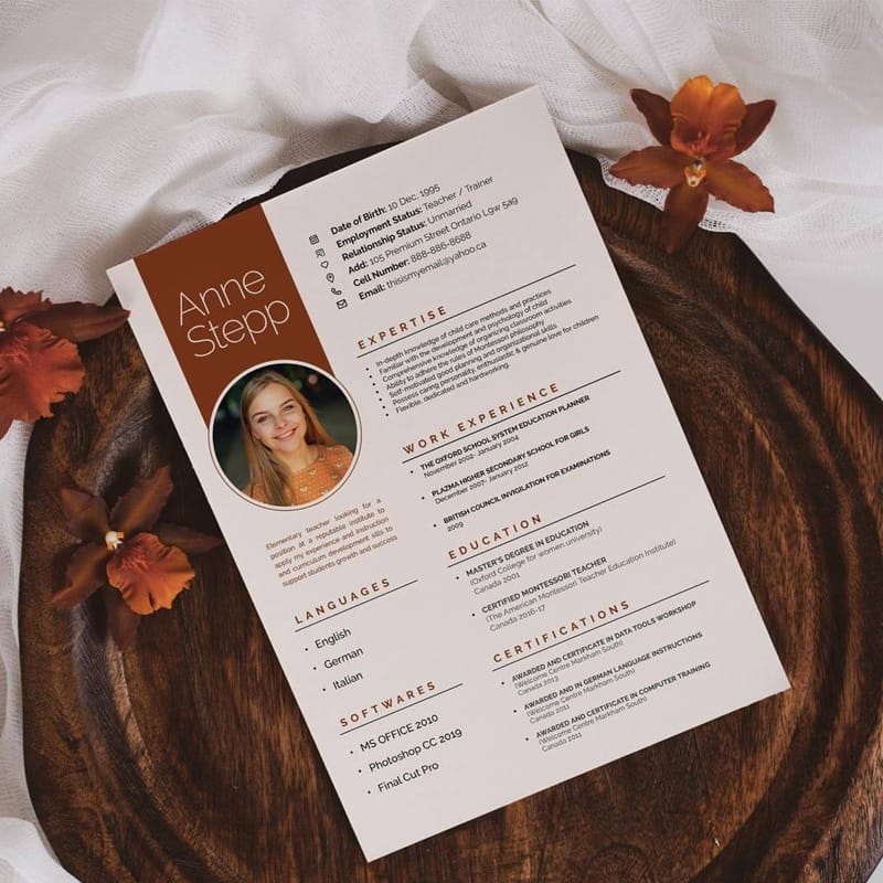 Free A4 Size Resume Template Mockup PSD