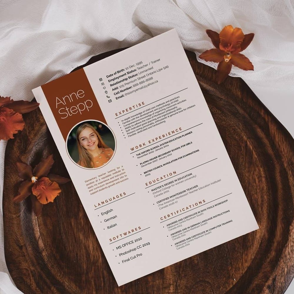 Free A4 Size Resume Template Mockup PSD