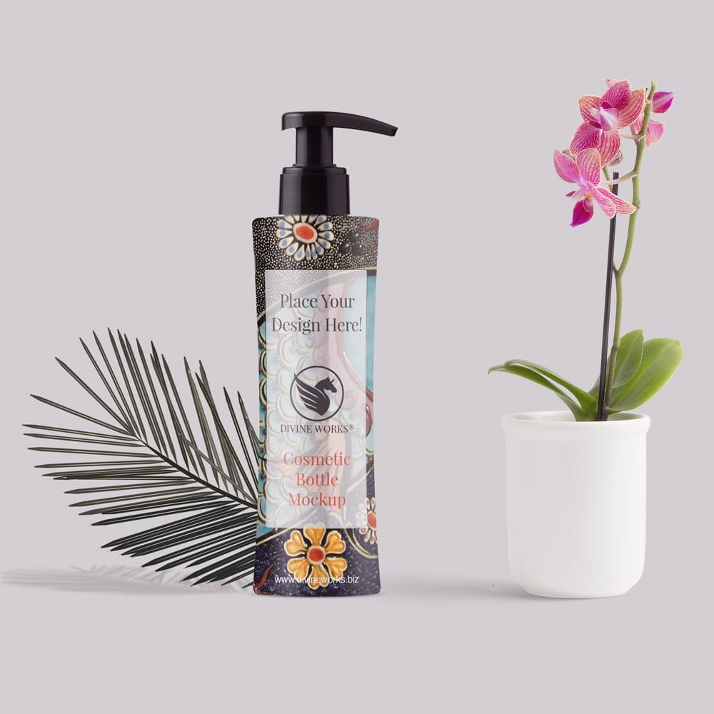 Free Cosmetic Pump Bottle Mockup PSD