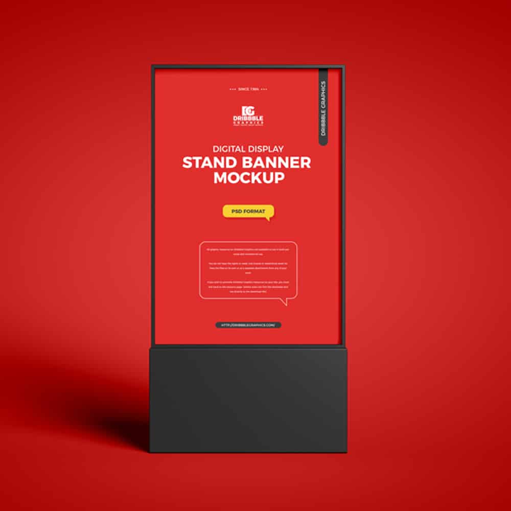 Free Digital Display Stand Banner Mockup