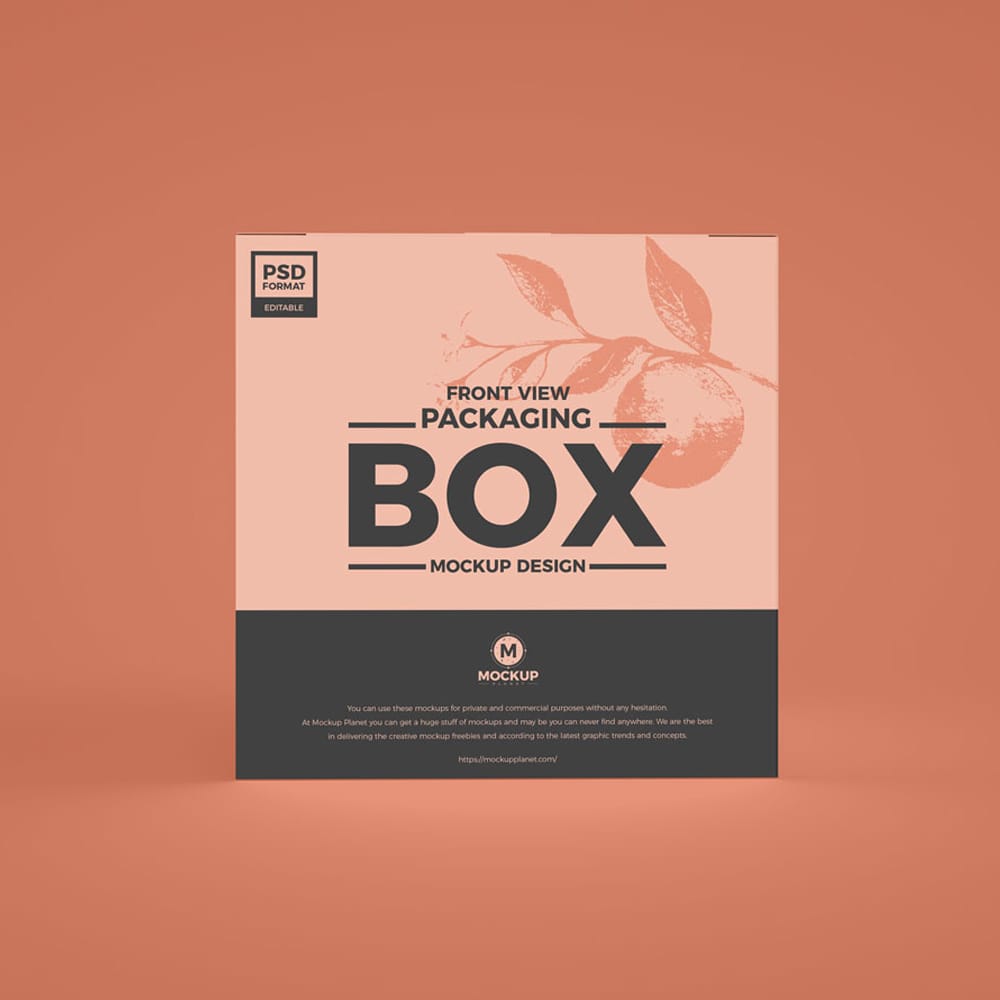 Free Front View Box Packaging Mockup Design