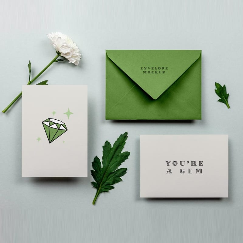 Free Greeting Card & Envelope Mockup PSD