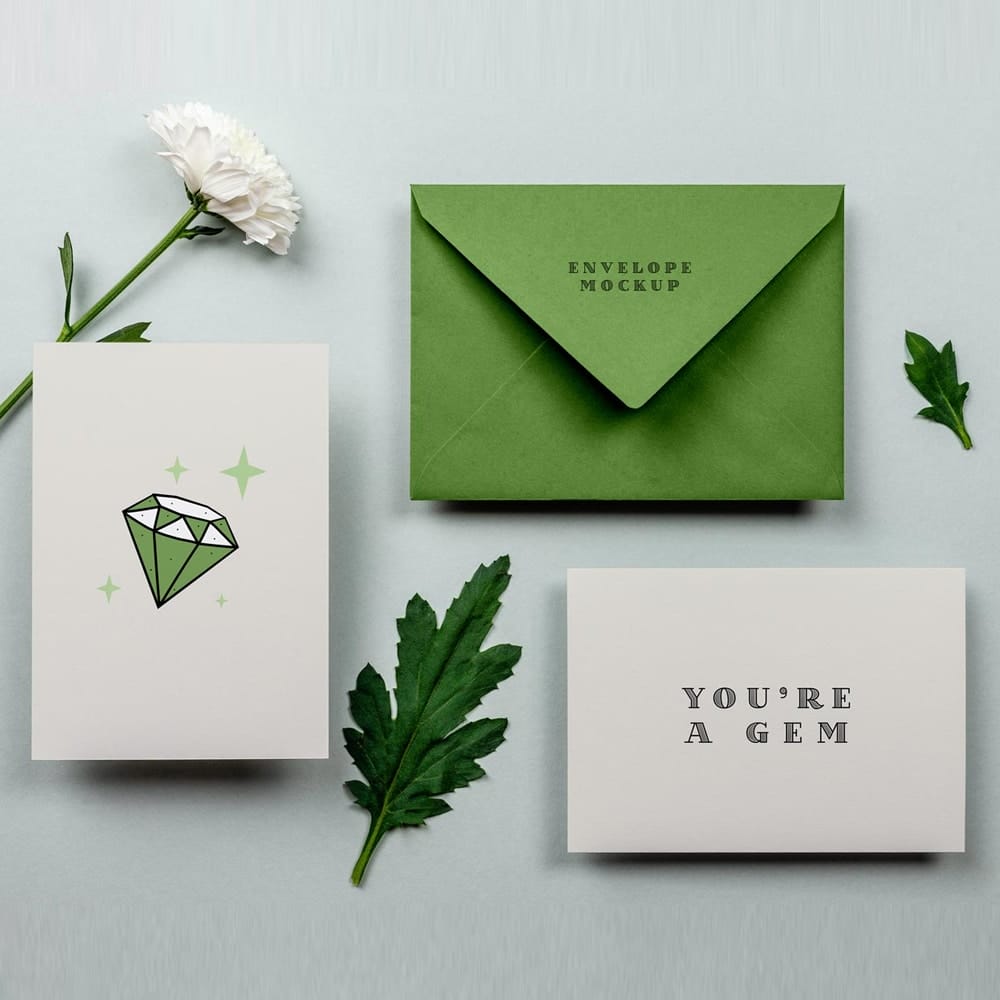 Free Greeting Card & Envelope Mockup PSD