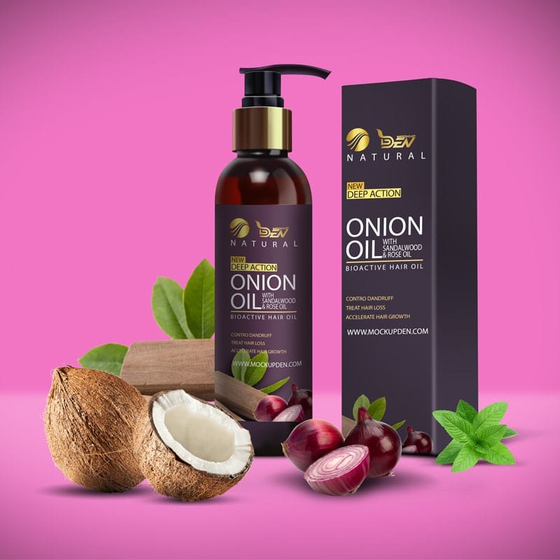 Free Hair Oil Bottle Mockup With Packaging PSD