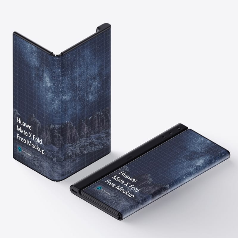 Free Huawei Mate X Phone (Fold) Mockup