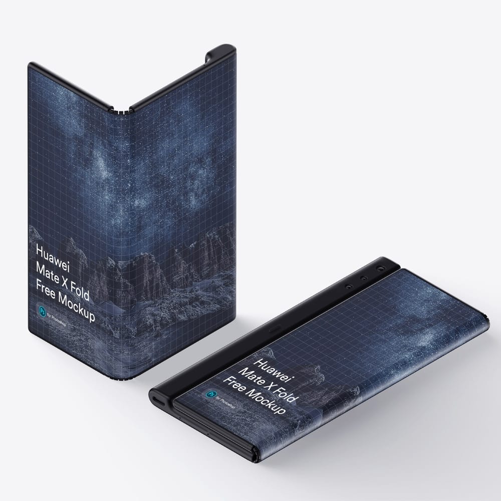 Free Huawei Mate X Phone (Fold) Mockup