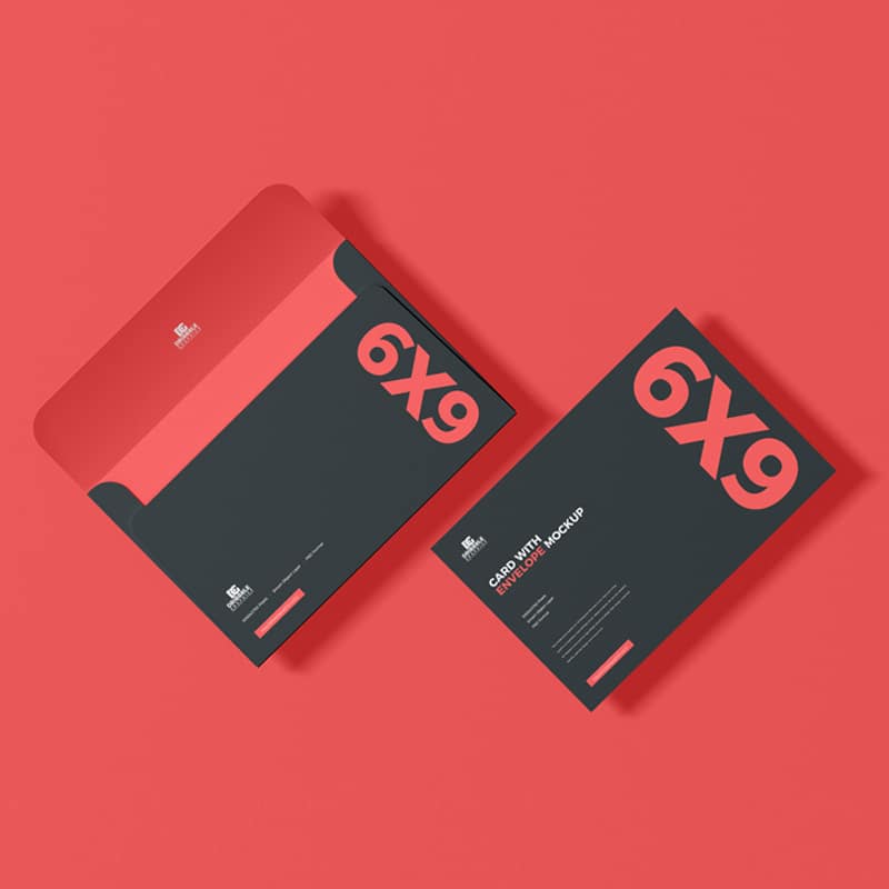 Free 6×9 Inch Card With Envelope Mockup