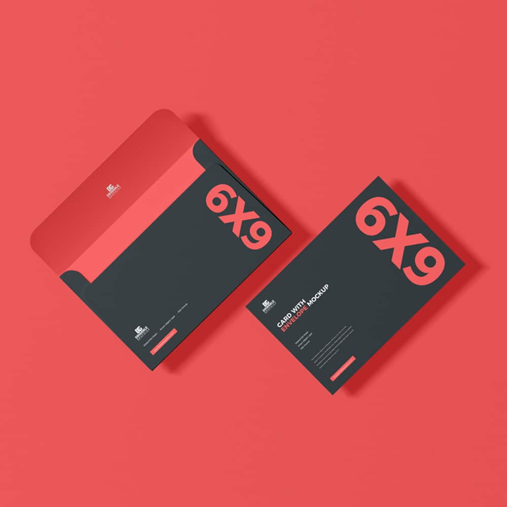 Free 6×9 Inch Card With Envelope Mockup