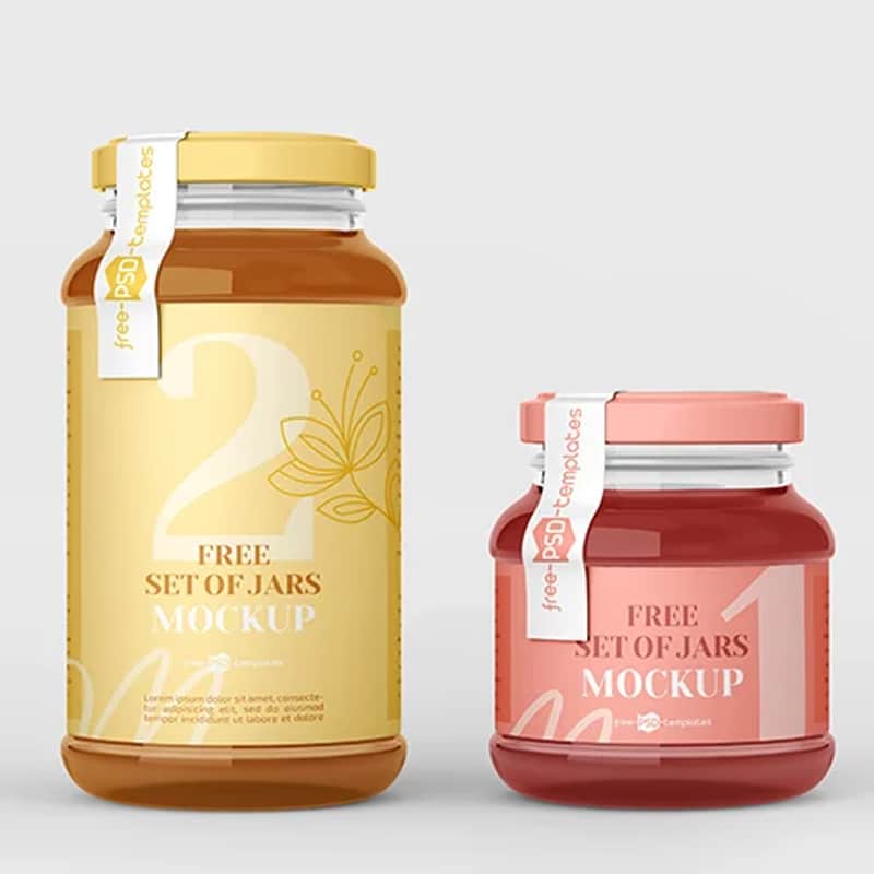 Free Jar Set Mockup in PSD